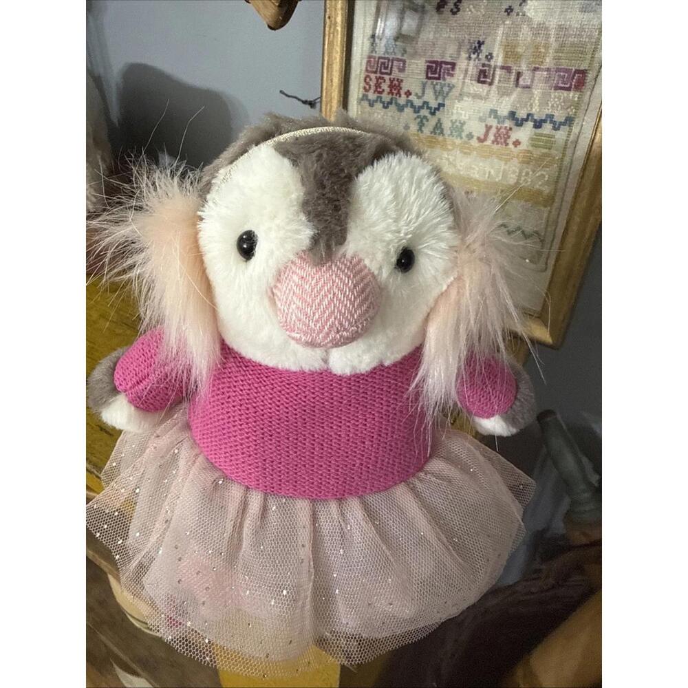 Anthropologie Brand Sweet Penguin Plush Stuffed Animal Pink Sweater Tutu 9” - Picture 2 of 7